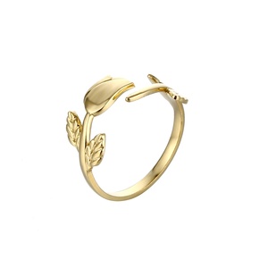 Anillo de Acero Inoxidable Personalizado, Resistente al Deslustre, Chapado en Oro de 18k, con Diseño de Flor - Product Image 6