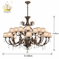 Lustre vintage en cristal, lustre rustique en fer, lustre de style campagnard français, luminaire suspendu de luxe pour villa, salon, hall d'entrée