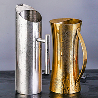 Pichet droit en acier inoxydable 1/1.5/2L Bar Ice Kettle Cocktail Cold Water Kettle Coffee Pot Fruit Pitcher Wine Dispenser