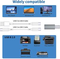 Carcasa de aleación de aluminio tipo C macho a Usb B hembra Adaptador convertidor de carga Flash conector tipo B para impresora de Piano eléctrico