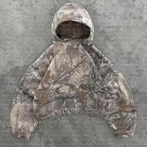 Pull-over personnalisé Boxy 100% coton Dtg Imprimer Poids lourd Chasse Camouflage Sweat à capuche Tissu Real Tree Camo Hoodie Pour Hommes