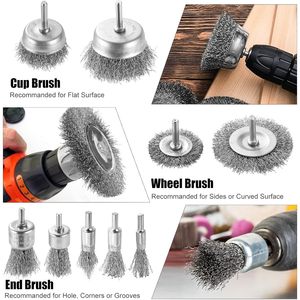 Kit de brosses métalliques pour perceuse, 9 pièces, avec tiges de 1/4 po, revêtement laiton, 50-100 mm, pour décapage de rouille - Product Image 4