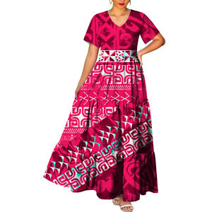 Vestido Corto con Cuello en V para Mujer, Estilo <span class=keywords><strong>Marquesan</strong></span>, Tatuaje Polinesio, Personalidad Casual, Moda Elegante, Ecológico - Product Image 5