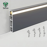 Plinthe LED Moderne en Aluminium 6063-T5 Anodisé Mat IP44 Ignifuge avec Câblage Dissimulé pour Hôtels, Villas, Chambres et Salons
