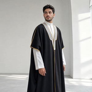 <span class=keywords><strong>Mantello</strong></span> Arabo di Lusso per Uomo con Ricami, Abito Accademico per Cerimonie Scolastiche, Veste Musulmana per Cerimonie - Product Image 4
