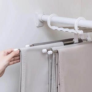 Porte-vêtements multifonctionnel pliable, support de rangement pour pantalons, organisateur de vêtements, gain de place pour placard et chambre - Product Image 3