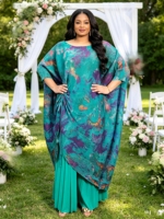 Ensemble pantalon plissé 2 pièces pour femme grande taille, imprimé numérique élégant, demi-manches avec dégradé de couleurs, vente en gros usine Miyake