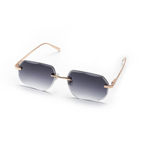 Lunettes de soleil rectangulaires UV400 2026 au design taillé diamant, légères, sans monture bleue, pour hommes et femmes