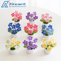 Fini Tricoté À La Main Plantes En Pot Arrangements À La Maison Tricoté Simulé Fleurs Laine Crochet Bouquet Cadeau