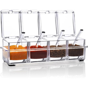 Clear Acrylic Injection-Molded Food Grade Airtight Spice <b>Canister</b> Organizer <b>Set</b> for Modern Kitchen Storage - Product Image 1