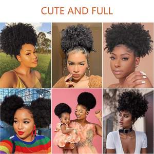 Afro Puff Ponytail Extension Sintético Premium 8 pulgadas Afro Puff Cordón Clip en Kinky Curly Bun para mujeres negras - Product Image 6