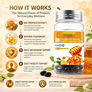 Capsules molles de propolis, <span class=keywords><strong>gelée</strong></span> <span class=keywords><strong>royale</strong></span>, pollen d'abeille, soutien immunitaire quotidien, complément alimentaire, marque privée, usine OEM ODM - Product Image 3