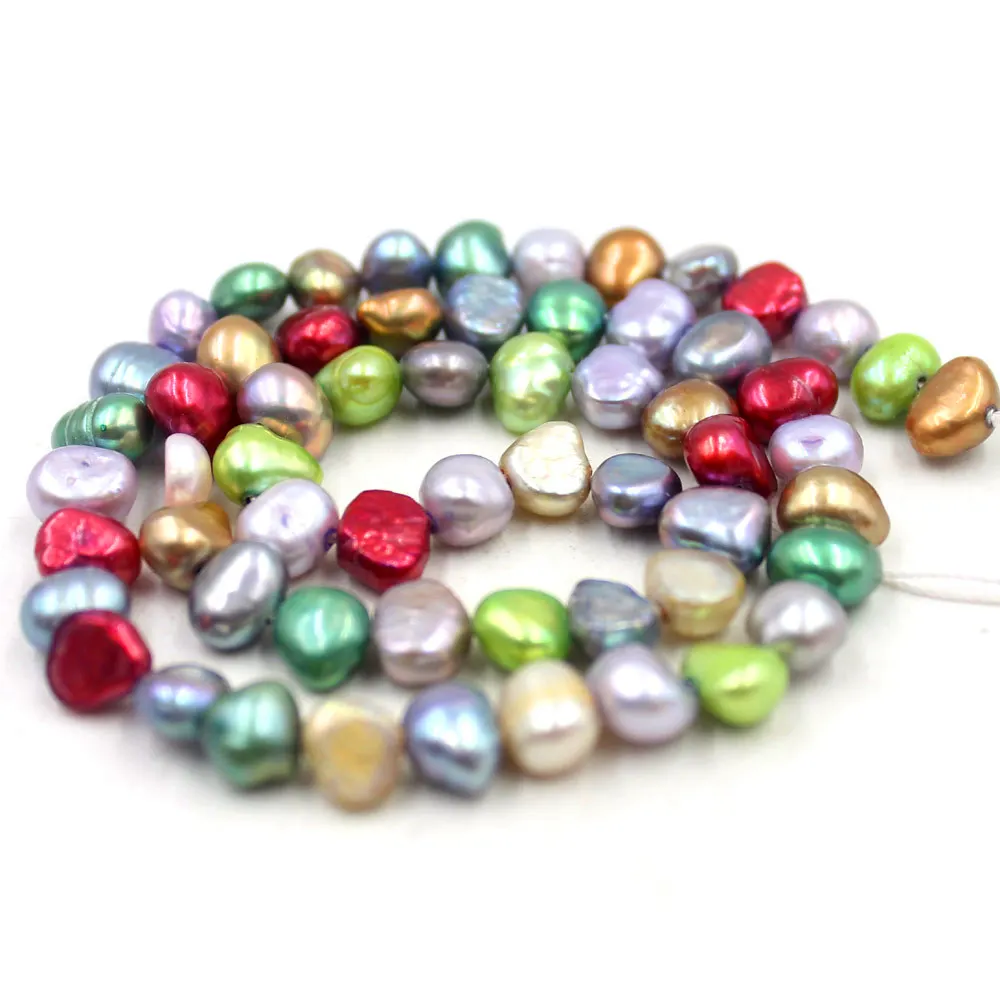 6-7mm horizontally hit potato with baroque two-sided light freshwater pearl beaded through hole loose bead jewelry accessories