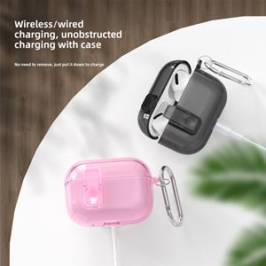 Estuche duradero <span class=keywords><strong>para</strong></span> auriculares TPU + PC <span class=keywords><strong>para</strong></span> <span class=keywords><strong>AirPods</strong></span> 4 /<span class=keywords><strong>Pro</strong></span> <span class=keywords><strong>2</strong></span>/3, con clip de mosquetón <span class=keywords><strong>para</strong></span> <span class=keywords><strong>correr</strong></span>, carcasa protectora a prueba de golpes <span class=keywords><strong>para</strong></span> auriculares - Product Image 3