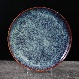 Service de vaisselle en grès WEIYE 2025, finition émaillée fantaisie, assiettes rondes en céramique, plat à steak, porcelaine, vaisselle de table en céramique bleue - Product Image 3