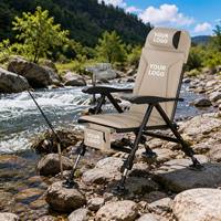 Nouvelle Arrivée Chaise de Pêche Pliante Inclinable Tout-Terrain avec Siège Rembourré Ergonomique, Pieds Télescopiques et Patins Anti-Boue