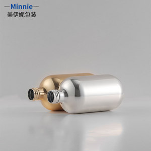 Botella de plástico de lujo Minnie de 500 ml, dorada y plateada, vacía, recargable, para champú, loción y cuidado corporal. - Product Image 2