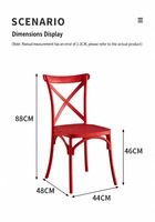 Chaise de salle à manger moderne sans accoudoirs en plastique gris, noir, rouge, blanc, avec dossier en X, pour villa, appartement et salle à manger familiale