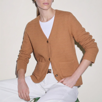 Cardigan en tricot personnalisé pour femme, col en V, manches longues, boutons sur le devant, en laine, fournisseur en gros OEM ODM