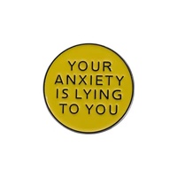 En gros, Broches en métal inspirantes avec citations en anglais pour l'anxiété et les pensées négatives, en alliage, accessoires vestimentaires
