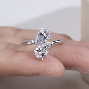 Bague de fiançailles Messi Jewelry MSR-2101 18k avec diamant de laboratoire taille poire - Product Image 5
