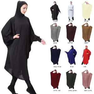Grosir dubai hitam niqab-2021 Kualitas Tinggi Murah Pakaian Islami Dubai Timur Tengah Gaun Muslim Biru Abaya dengan Jilbab