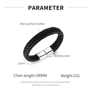 Oem Jewelry Factory Stainless Steel Leather Bracelet Wholesale New Simple Braided Charms Leather Bracelet