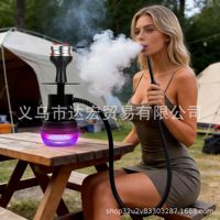 Tas Penyimpanan Teleskopik HOOKAH Logam Terlaris untuk Perdagangan Lintas Negara, Set Shisha Portabel dengan Remote Control dan Lampu LED