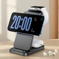 Station de charge sans fil magnétique 3-en-1 pour téléphone, charge rapide 15W pour téléphone portable, iWatch et écouteurs