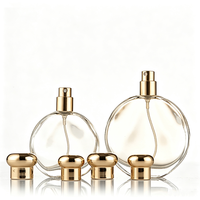 Flacon de parfum vide en verre plat rond de remplacement 50/100 ml avec pulvérisateur doré, rechargeable