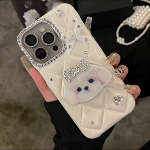 Funda de lujo con estilo con purpurina de diamantes para iPhone 15 Pro Max 16 12 13 15 Cute Puppy Dog Grip <span class=keywords><strong>Tok</strong></span> Stand Holder Trending Phone Cover - Product Image 4