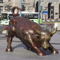 BLVE grande décoration extérieure Art moderne jardin Bronze grandeur nature taureau Statues Wall Street bétail Sculpture