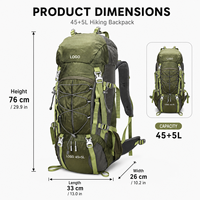 Sac à dos de randonnée et de voyage pour sports de plein air 50-70L, étanche, en nylon, avec fermeture à cordon, léger, portable, conception multi-compartiments