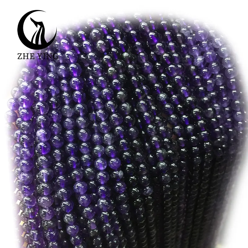 Zhe Ying 자수정 돌 구슬 100% 제조 업체 라벤더 자수정 비즈 10mm 느슨한 천연 돌 구슬 보석 만들기