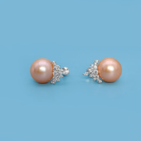 Boucles d'oreilles clous en argent sterling 925 avec perle Edison rose naturelle d'eau douce de 12-13 mm