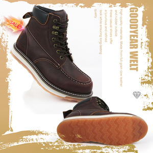 <span class=keywords><strong>Bottes</strong></span> de travail et chaussures décontractées en cuir de vache véritable Goodyear Welt Brown, fabrication de chaussures OEM pour hommes - Product Image 5