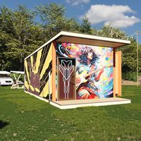 KTV portable moderne, maison préfabriquée de luxe en conteneur, mini-bar musical mobile modulaire, motif géométrique personnalisable