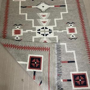 Alfombra de Lana Tejida a Mano Estilo Kilim Tribal Americano, Tejido Plano, Diseño Geométrico, Tonos Tierra, Lavable, para Sala de Estar o Dormitorio - Product Image 2