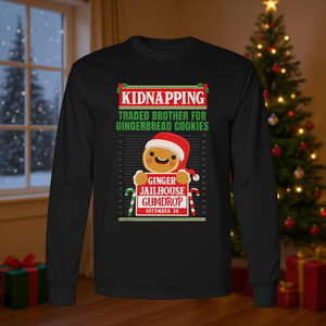 T-shirt à manches longues sur le thème des biscuits au gingembre, design de Noël, imprimé de dessins animés amusants, en coton, pour adultes, à porter en hiver lors de fêtes - Product Image 3