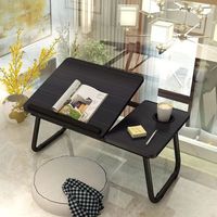 Table pliable pour ordinateur portable avec bureau inclinable, rangement latéral, multifonctionnelle, réglable avec porte-gobelet pour l'étude et la lecture des enfants