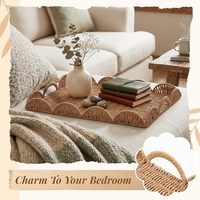 Plateau en corde de papier à bords ondulés, plateau tissé pour table basse, idéal pour la décoration intérieure, parfait pour la maison pour ranger le thé, les collations et les friandises