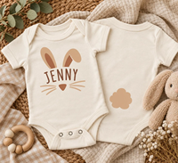 Combinaison de Pâques personnalisée pour bébé en coton avec nom personnalisé, tenue de lapin pour bébé, body de lapin de Pâques, première tenue de Pâques, cadeau de Pâques pour bébé