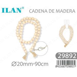 Catena di perline in legno Ilan 20mm 90cm, perline in legno naturale per decorazioni di abbigliamento - Product Image 3