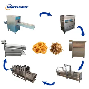 Máquina automática para hacer anillos de cebolla frita crujiente, línea de procesamiento, fabricantes, línea de producción de cebolla frita