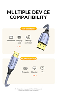 Câble d'affichage DP durable Cuivre OFC Mâle HDTV Mâle 8K/60Hz 4K/240Hz Transmission Vidéo pour PC Portable TV 8K pour Caméra DP vers HDMI