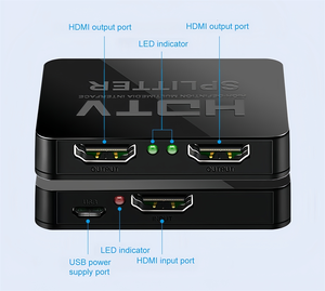 Mini <span class=keywords><strong>Splitter</strong></span> <span class=keywords><strong>HDMI</strong></span> Ultra-sottile 4K 1 Ingresso 2 Uscite, Hub 1X2 per Doppio Display, Ripetitore Amplificatore a 2 Porte per PS5 PS4 Apple TV - Product Image 2