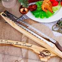 Couteau de cuisine en bois style couteau de violon personnalisé couteau à pain dentelé pour levain bagels challah fait maison