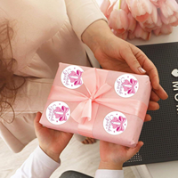 Offre Spéciale : Étiquettes Adhésives Roses avec Nœud « Merci » pour Petites Entreprises – Commande Minimum 500 Pièces