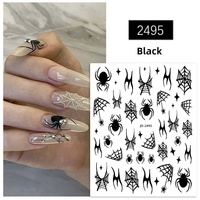 Autocollants pour ongles gothiques noirs et argentés TSZS pour Halloween, toile d'araignée, serpent, cœur, chauve-souris, crâne, décoration d'ongles autocollante