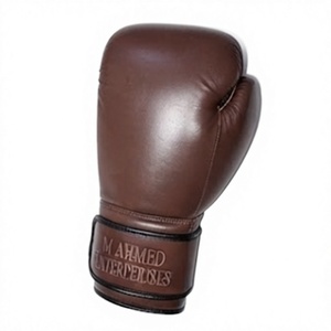 Gants de boxe en cuir marron avec sangle de poignet réglable à scratch, respirants, pour l'entraînement en salle de sport - Product Image 6